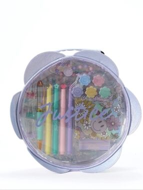 Justice Stationery Set with Purple Daisy Case, 17 Piece Handbag Set